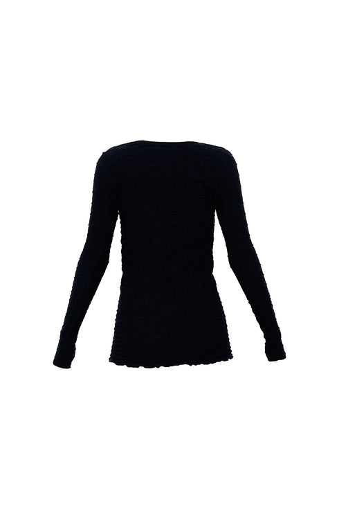 Lattice Long Sleeves V-Neck Top